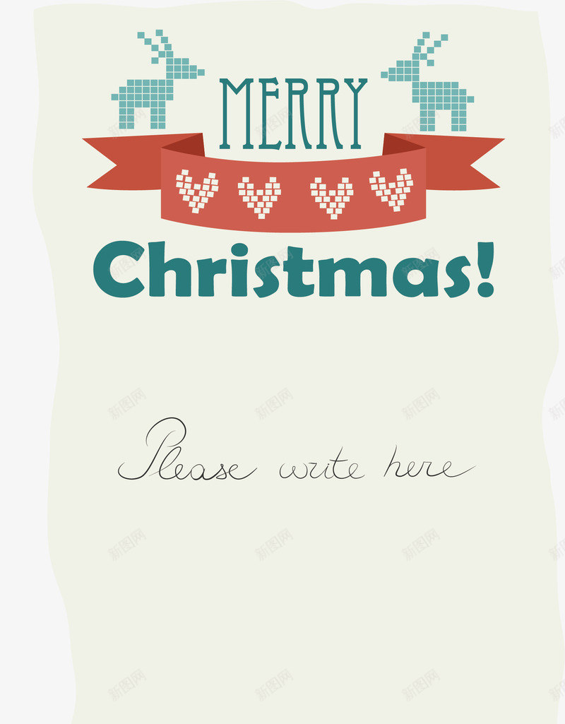 圣诞卷轴装饰png免抠素材_新图网 https://ixintu.com 创意 卡通手绘 圣诞卷轴 水彩 红色边框 麋鹿