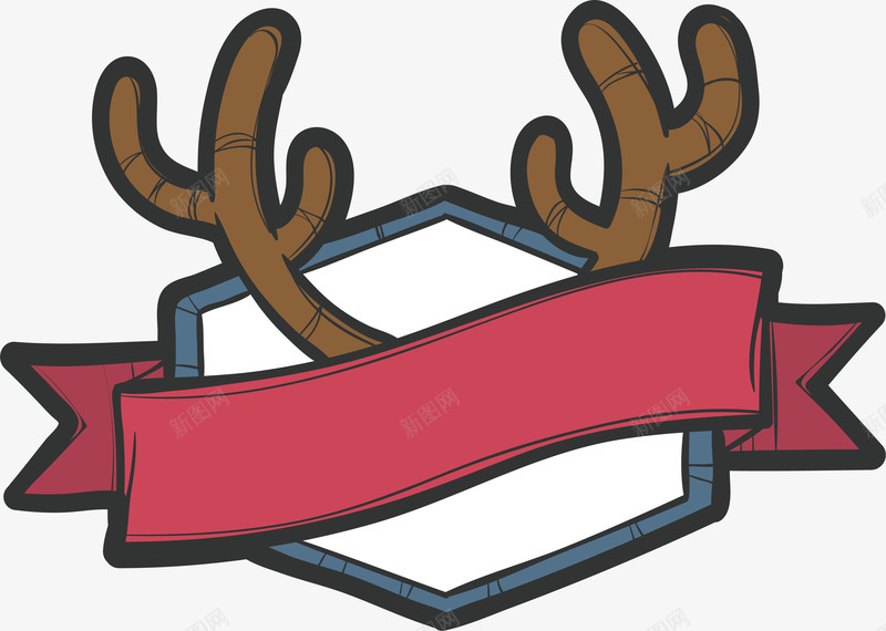 驯鹿鹿角标题框png免抠素材_新图网 https://ixintu.com 圣诞标题框 圣诞节 矢量png 驯鹿 驯鹿鹿角 鹿角