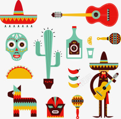 墨西哥风格帽子墨西哥风格矢量图高清图片