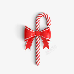 红色圣诞节飘带圣诞节元素红色条纹糖果拐杖高清图片