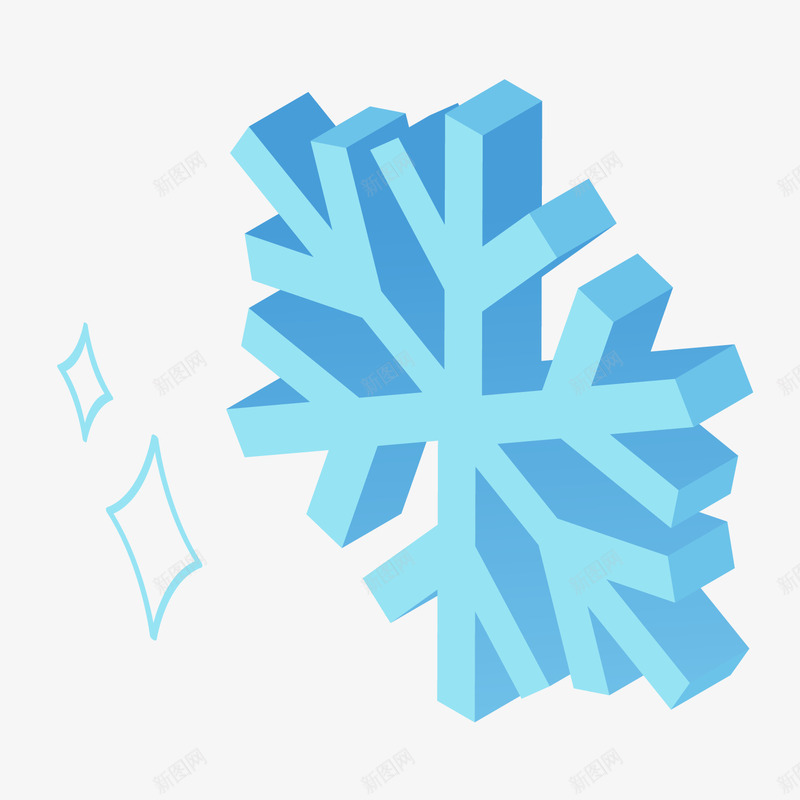 一个手绘的蓝色雪花矢量图图标ai_新图网 https://ixintu.com 25D图标 下雪 冬季 寒冷 手绘 美丽 雪花 矢量图