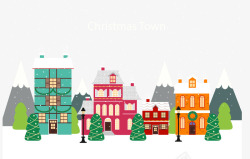 圣诞节街景节日气氛的小镇矢量图高清图片