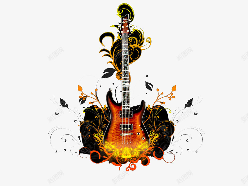 乐器元素png免抠素材_新图网 https://ixintu.com 乐器 吉他 摇滚 电音 音乐