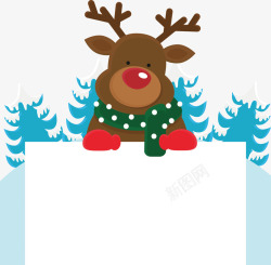棕色驯鹿深棕色的圣诞节驯鹿海报矢量图高清图片