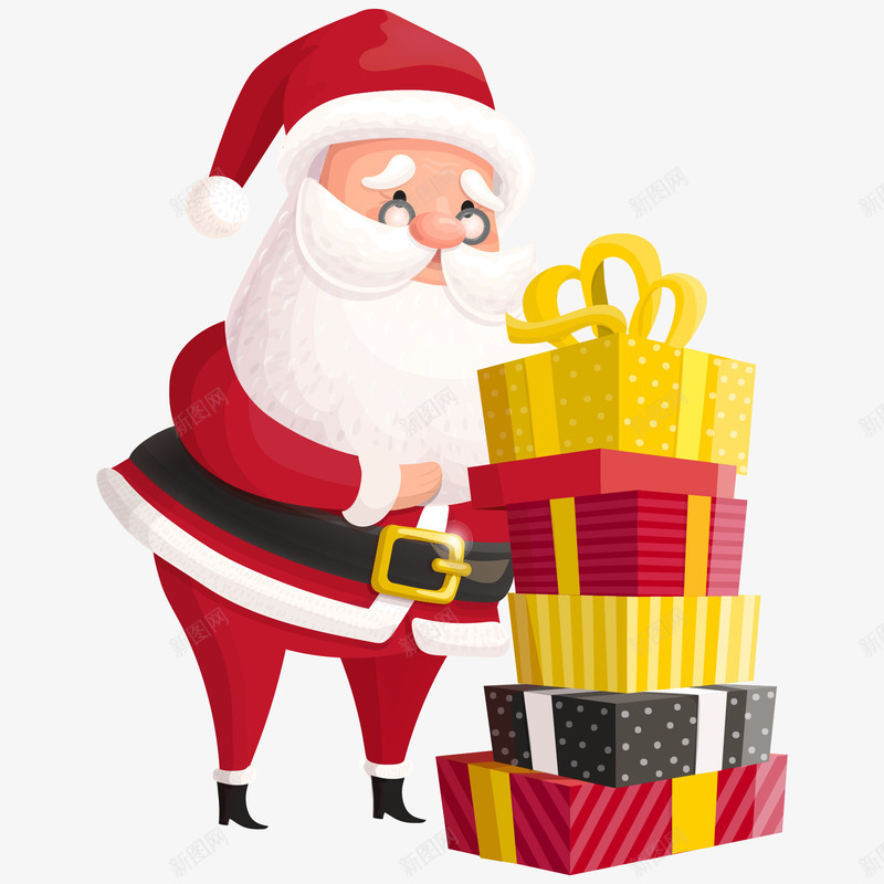 站在礼物盒旁边的圣诞老人png免抠素材_新图网 https://ixintu.com 一堆礼品盒 圣诞老人 圣诞老人装饰 圣诞节 礼盒 红色 节日