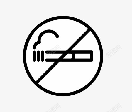 线稿禁止吸烟图标图标