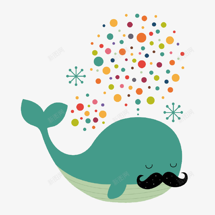 喷水的鲸鱼psd免抠素材_新图网 https://ixintu.com 彩球 绿色 装饰 鲸鱼