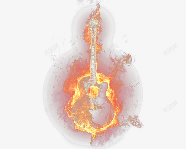 火吉他psd免抠素材_新图网 https://ixintu.com 吉他 吉他社海报 火焰 火焰吉他 火焰喷射 炫酷 烟雾 音乐