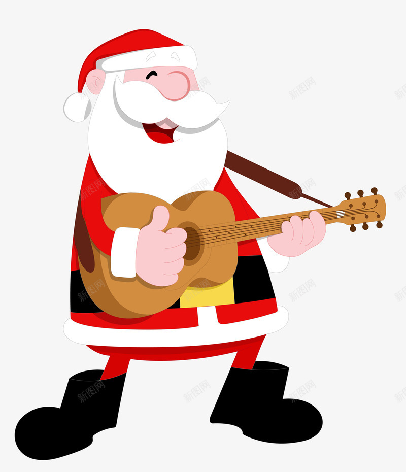 弹吉他的圣诞老人png免抠素材_新图网 https://ixintu.com 卡通手绘 可爱 吉他 圣诞老人