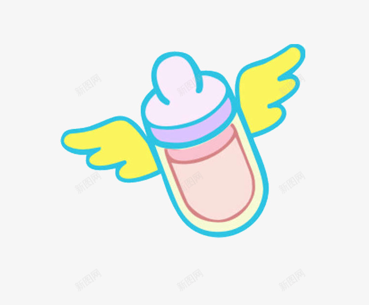 婴儿奶瓶png免抠素材_新图网 https://ixintu.com 卡通 奶瓶 婴儿用品 翅膀