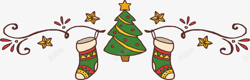 圣诞树圣诞袜标题框png免抠素材_新图网 https://ixintu.com 分割线 圣诞促销 圣诞标题框 圣诞树 圣诞袜 矢量png