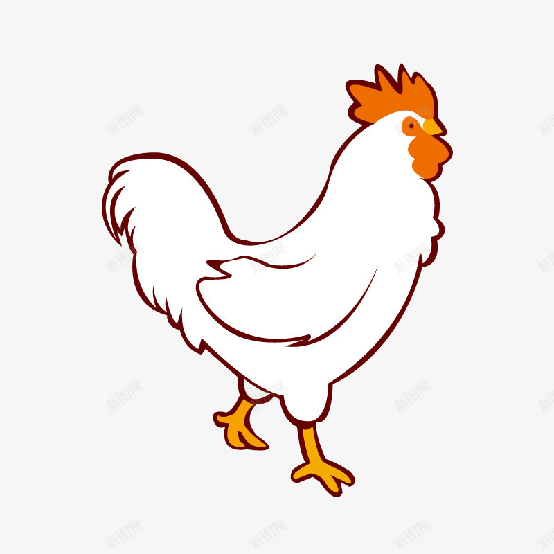 卡通手绘白色的公鸡png免抠素材_新图网 https://ixintu.com 创意 动漫动画 动物 卡通手绘 白色的公鸡 羽毛