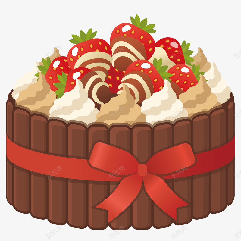 巧克力草莓蛋糕矢量图eps免抠素材_新图网 https://ixintu.com 奶油 巧克力 甜点 草莓 蛋糕 蝴蝶结 矢量图
