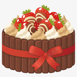 巧克力草莓蛋糕矢量图素材