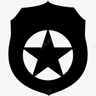 安全徽章与fivepointed明星图标图标