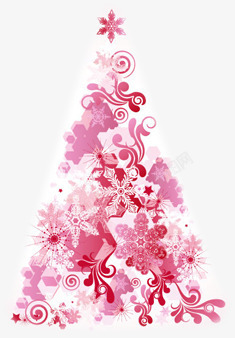 粉色梦幻花纹圣诞树素材