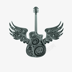 有翅膀的吉他创意带翅膀的吉他矢量图高清图片