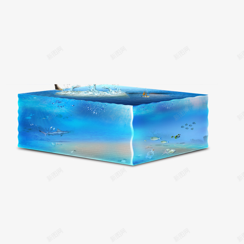 鱼缸png免抠素材_新图网 https://ixintu.com 水晶 玻璃 立体图形 透明 鱼缸