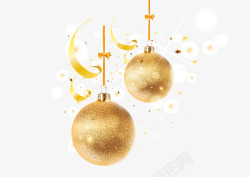 黄色吊球金黄色圣诞节吊球装饰矢量图高清图片