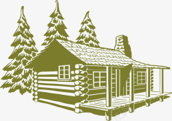 圣诞矢量木屋卡通森林木屋矢量图高清图片