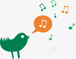 音符对话框唱歌的小鸟矢量图高清图片