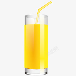 带吸管的橙汁水杯素材