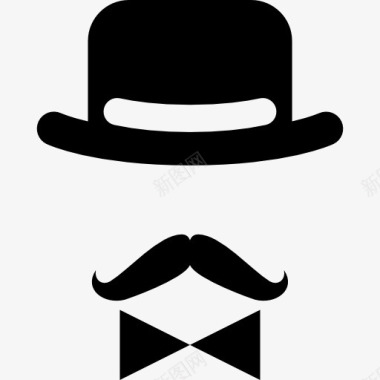古董的男性角色的帽子鞠了一躬胡子图标图标