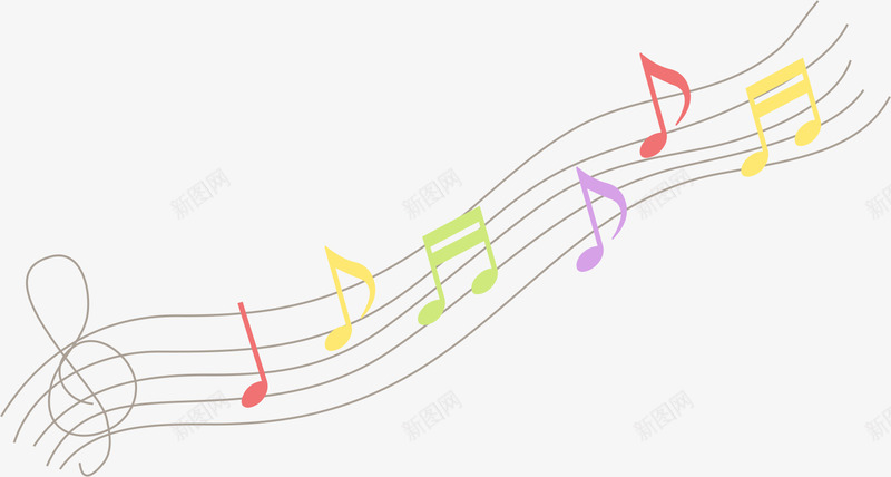 彩色音符png免抠素材_新图网 https://ixintu.com AI 卡通 彩色 手绘 曲线 线条 音乐 音效曲线 音符