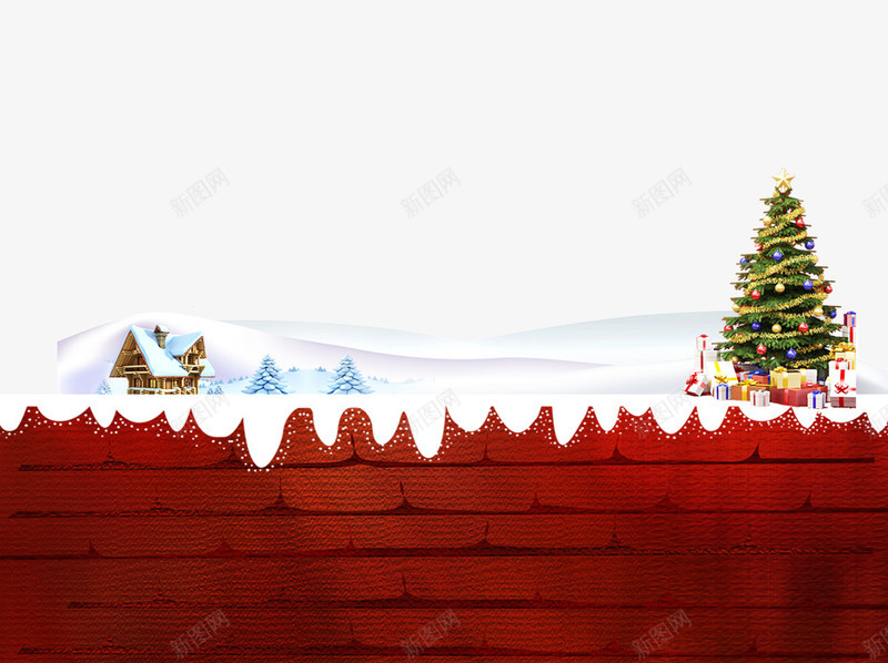 圣诞树红砖墙圣诞节海报png免抠素材_新图网 https://ixintu.com 圣诞树 圣诞节 海报 红色砖墙 装饰图案