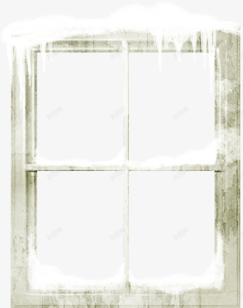 落满雪花的窗户png免抠素材_新图网 https://ixintu.com 关窗 冬季 漫画 窗户 雪