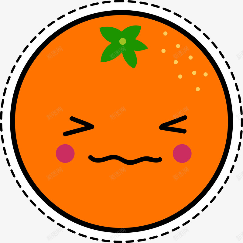 圆形橙色橙子贴纸png免抠素材_新图网 https://ixintu.com 卡通时尚 手绘 橙子 橙色 矢量图案 表情包 贴纸