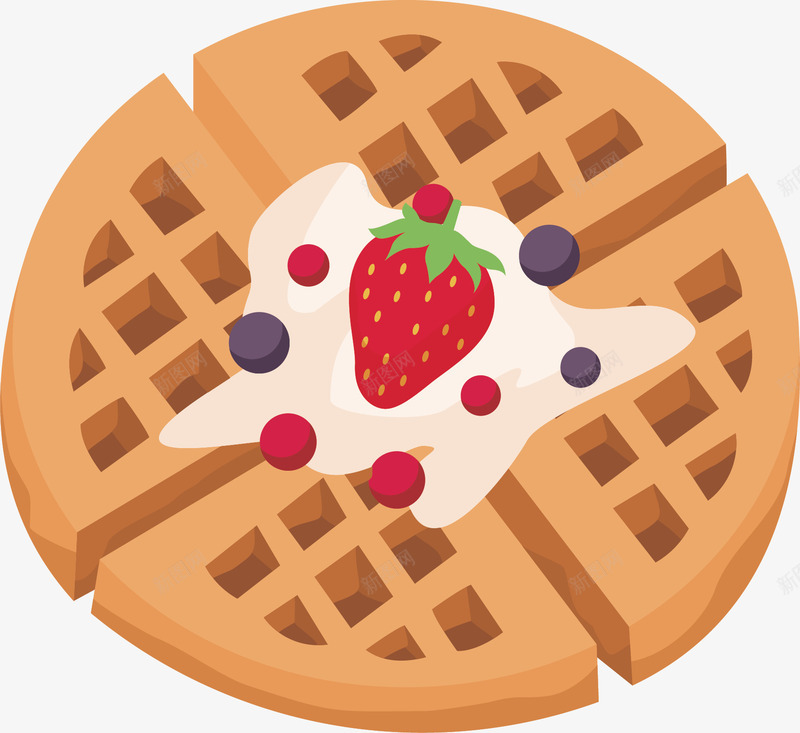 奶油果酱饼干png免抠素材_新图网 https://ixintu.com waffle 华夫饼 奶油 曲奇饼干 矢量素材 草莓酱