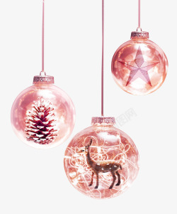 小吊件粉红色圣诞球挂饰高清图片