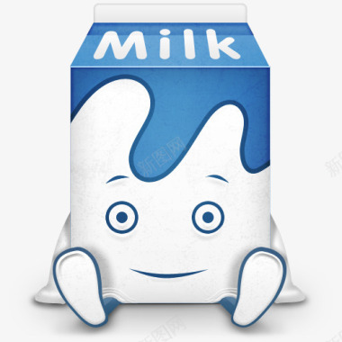 卡通牛奶盒子表情图标图标