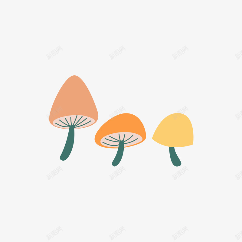 橙色的蘑菇矢量图ai免抠素材_新图网 https://ixintu.com 橙色 矢量蘑菇 秋天 绿色 蘑菇 黄色 矢量图