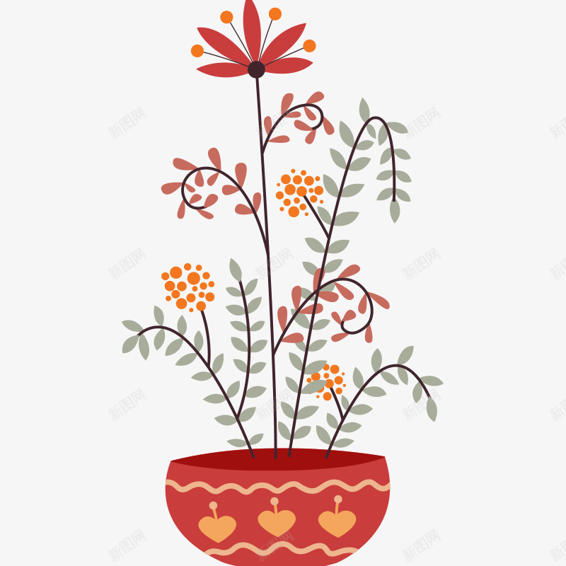 盆栽花朵png免抠素材_新图网 https://ixintu.com 卡通花 植物 盆栽 花卉 花朵 花瓣 花盆
