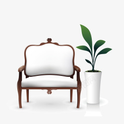 椅子和盆栽矢量图素材