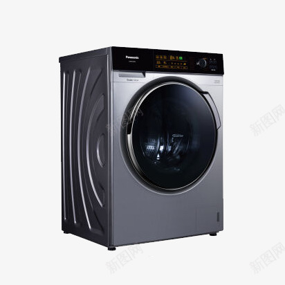 松下滚筒洗衣机XQG80png免抠素材_新图网 https://ixintu.com 产品实物 变频 松下 洗衣机 滚筒 银色