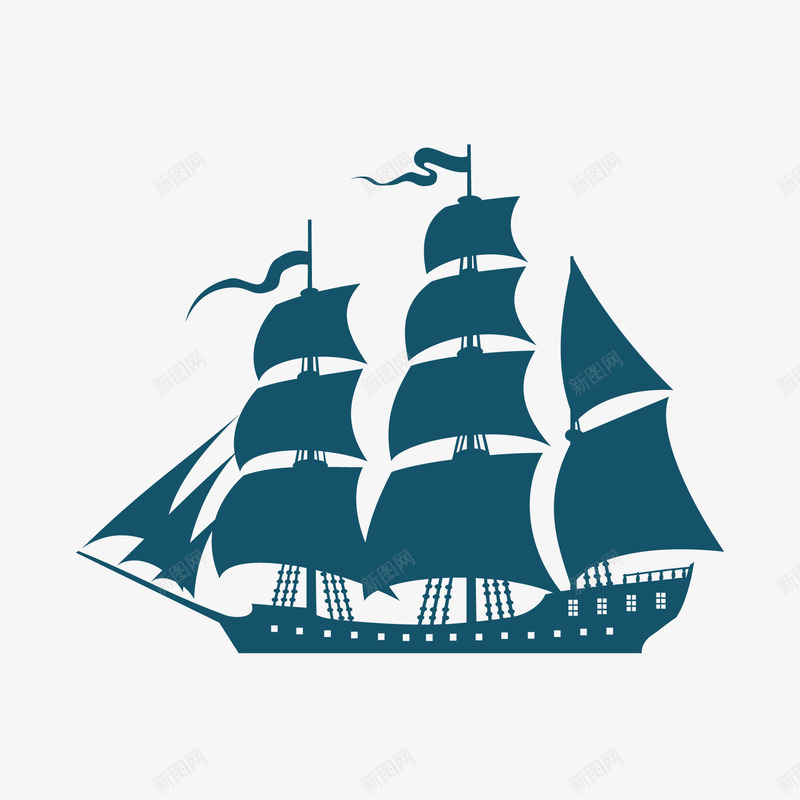 帆船png免抠素材_新图网 https://ixintu.com 航帆 航海 船上用具 蓝色