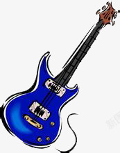 卡通蓝色吉他素材