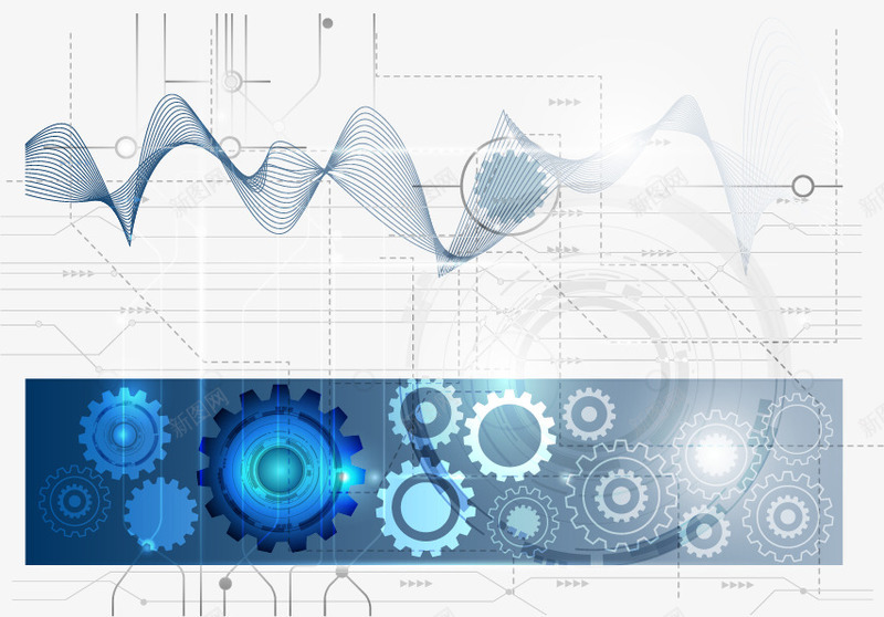 齿轮与商务科技元素png免抠素材_新图网 https://ixintu.com 商务 科技 线条 齿轮