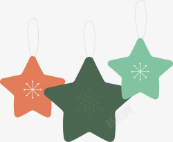 圣诞节清新淡雅三个五角星挂件素材