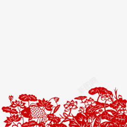 红色蜻蜓中国风剪纸高清图片