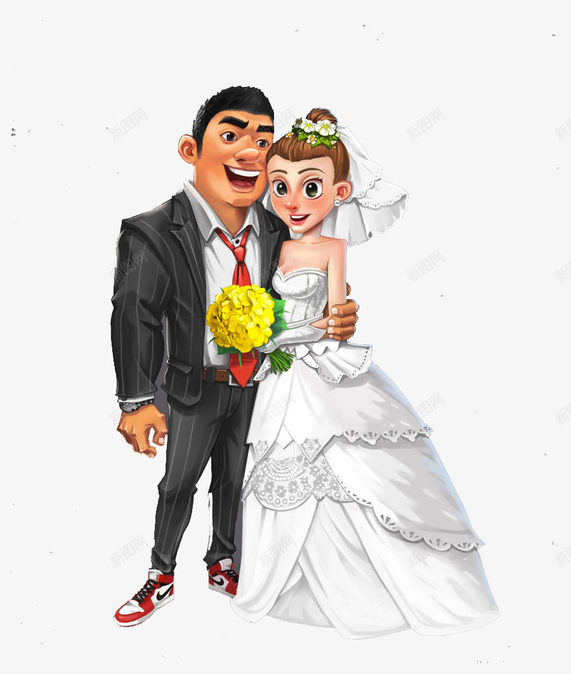 幸福的新人png免抠素材_新图网 https://ixintu.com 两口子 儿童插画 卡通 婚礼 故事插画 新人 结婚
