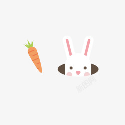 兔子头可爱卡通兔子钻洞矢量图高清图片