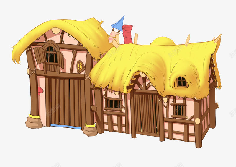 破旧的屋子png免抠素材_新图网 https://ixintu.com 卡通 可爱的 手 漂亮的 破旧的 简笔 茅草屋 黄色草屋