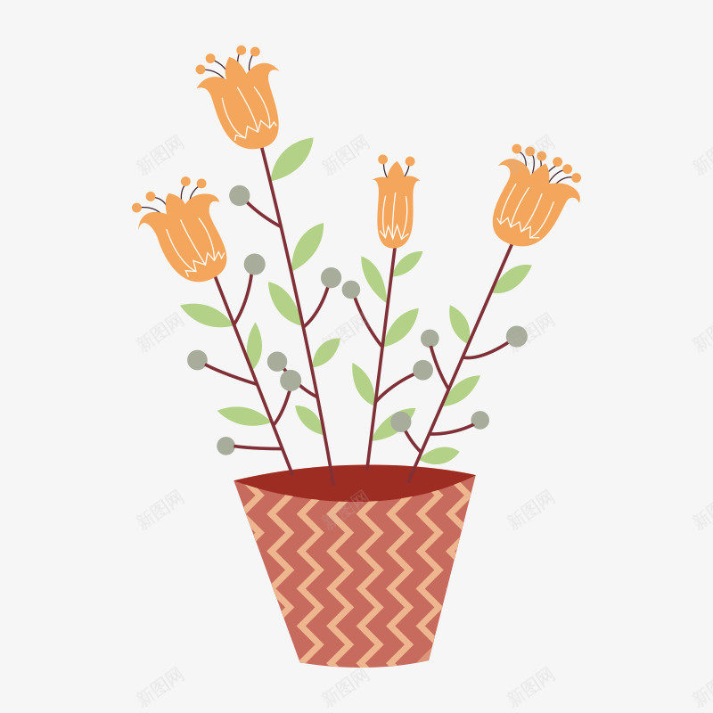 盆栽花朵png免抠素材_新图网 https://ixintu.com 卡通花 植物 盆栽 花卉 花朵 花瓣 花盆