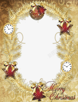 圣诞话框金色贺卡装饰高清图片