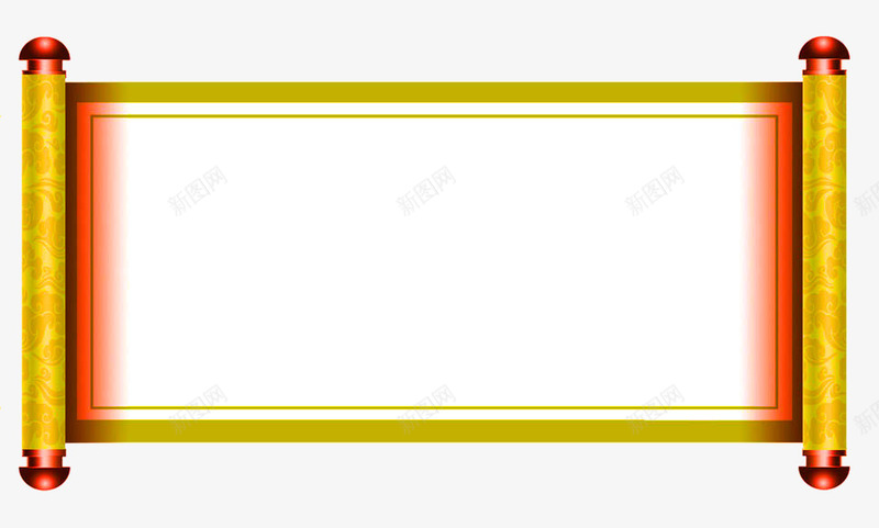 龙纹黄色卷轴png免抠素材_新图网 https://ixintu.com 免费下载 卷抽 卷轴 古典卷轴 黄色 龙纹