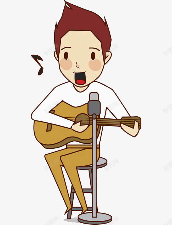 弹吉他的男孩png免抠素材_新图网 https://ixintu.com 乐器 卡通 弹吉他 手绘 水彩 男孩 话筒 音乐